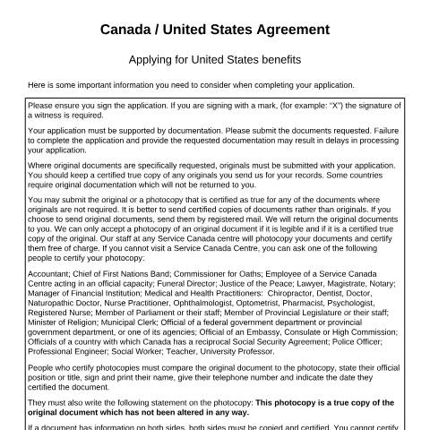 Document preview: USA/Canada Agreement – Interim Application for United States Benefits — Income Security Programs, Canada (CERFA n°ISP5005-USA)