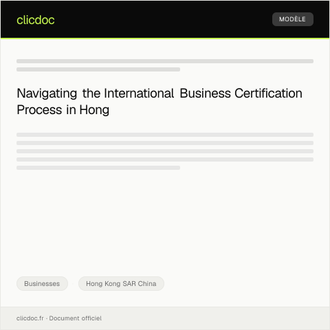 Document preview: Application for International Business Certification / 國際商務證書申請 — Businesses, Hong Kong SAR China