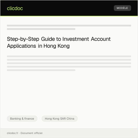 Document preview: Investment Account Application / 投資賬戶申請 — Banking & finance, Hong Kong SAR China
