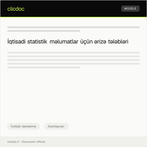 Document preview: İqtisadi statistik məlumatların əldə edilməsi üçün ərizə — İnzibati idarəetmə, Azərbaycan