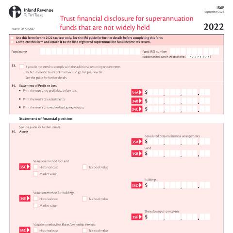 Document preview: IR6F 2022 — Income tax, New Zealand (CERFA n°IR6F)