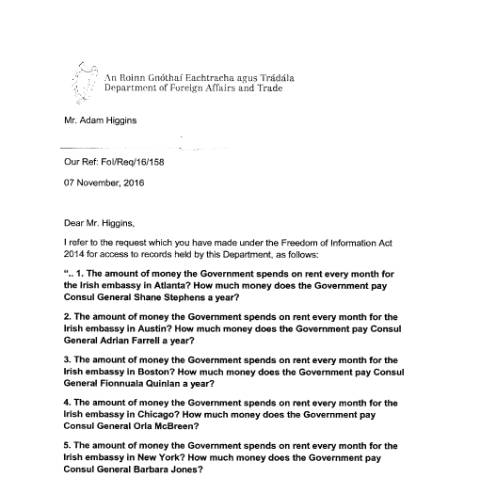Document preview: FOI Request 16/158 — foi reply 16158 — Department of Foreign Affairs, Ireland