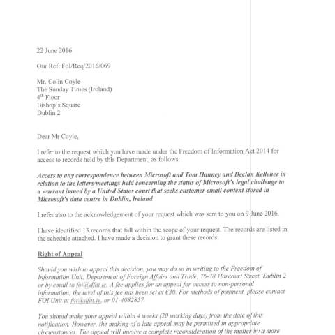 Document preview: FOI Request 16/069 — foi reply 16069 — Department of Foreign Affairs, Ireland