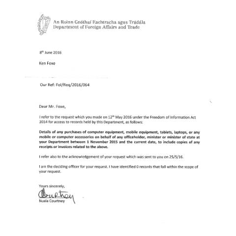 Document preview: FOI Request 16/064 — foi reply 16064 — Department of Foreign Affairs, Ireland