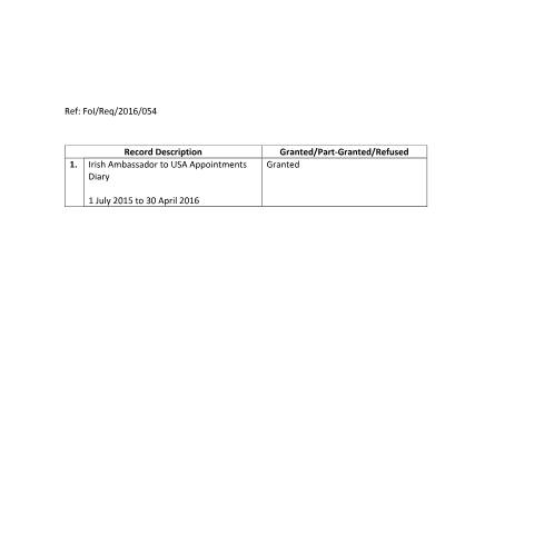 Document preview: FOI Request 16/052 — foi schedule 16052 — Department of Foreign Affairs, Ireland