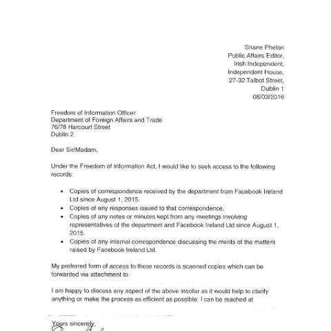 Document preview: FOI Request 16/032 — foi request 16032 — Department of Foreign Affairs, Ireland