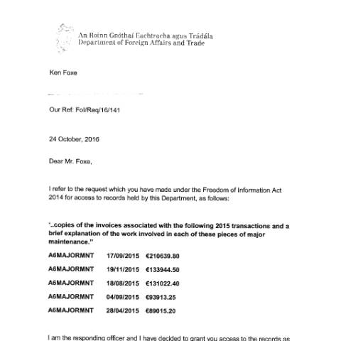 Document preview: FOI Request 16/141 — foi reply 16141 — Department of Foreign Affairs, Ireland