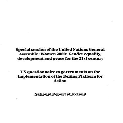 Document preview: Gender Equality: EU and International Policy — un questionnaire to governments on the implementation of the beijing platform for acti — Department of Children, Disability and Equality, Ireland