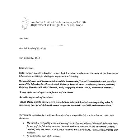 Document preview: FOI Request 16/125 — foi reply 16125 — Department of Foreign Affairs, Ireland