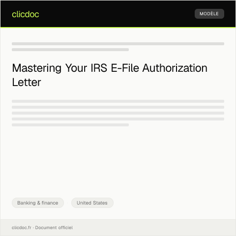 Document preview: IRS Electronic Filing (E-File) Authorization — Banking & finance, United States