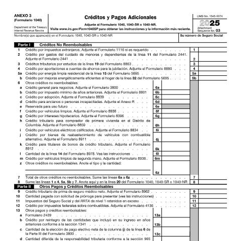 Document preview: IRS Form f1040s3s — IRS, United States (CERFA n°1040S3S)