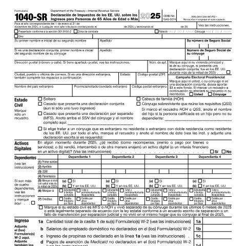 Document preview: IRS Form f1040srs — IRS, United States (CERFA n°1040SRS)