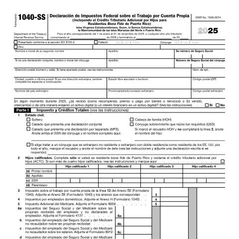 Document preview: IRS Form f1040sss — IRS, United States (CERFA n°1040SSS)
