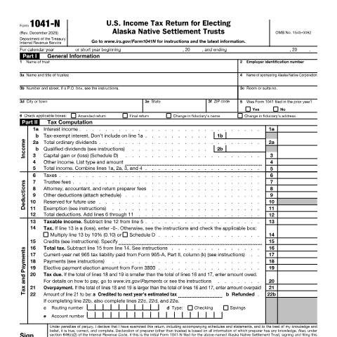 Document preview: IRS Form f1041n — IRS, United States (CERFA n°1041N)