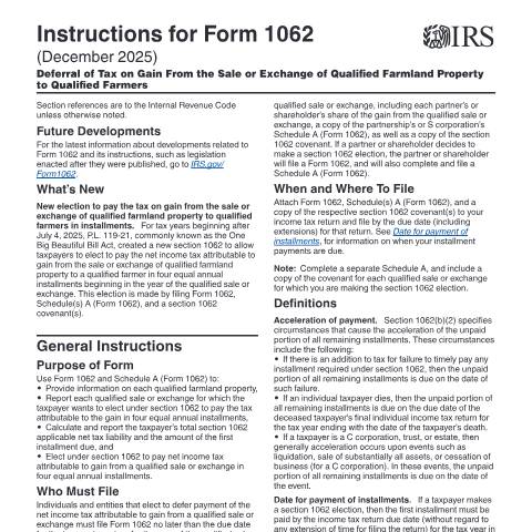 Document preview: IRS Instructions i1062 — IRS, United States (CERFA n°INST-1062)