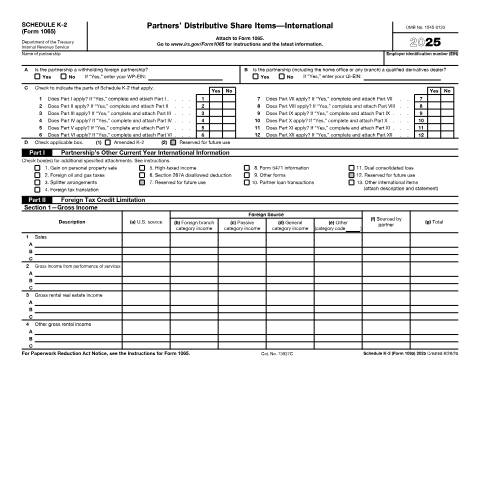 Document preview: IRS Form f1065sk2 — IRS, United States (CERFA n°1065SK2)