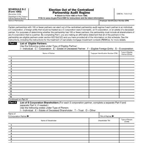 Document preview: IRS Form f1065sb2 — IRS, United States (CERFA n°1065SB2)