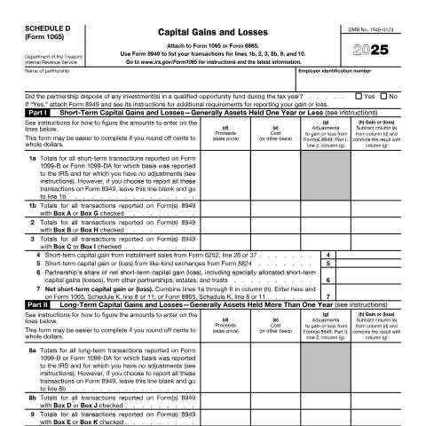 Document preview: IRS Form f1065sd — IRS, United States (CERFA n°1065SD)