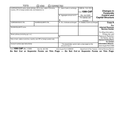 Document preview: IRS Form f1099cap — IRS, United States (CERFA n°1099CAP)