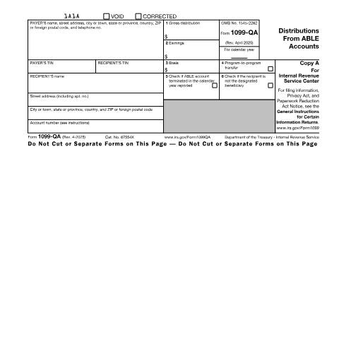 Document preview: IRS Form f1099qa — IRS, United States (CERFA n°1099QA)