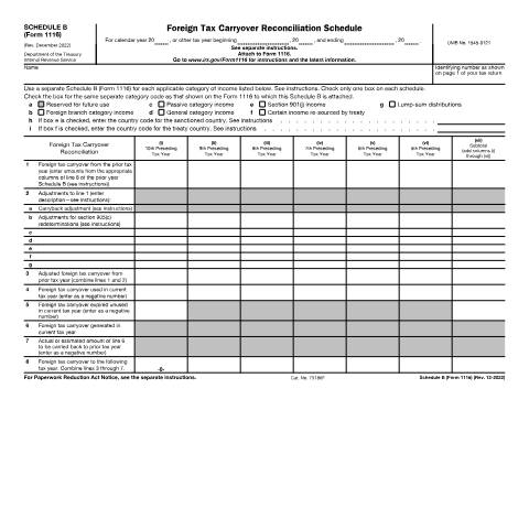 Document preview: IRS Form f1116sb — IRS, United States (CERFA n°1116SB)