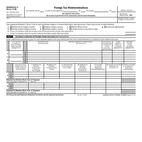 Document preview: IRS Form f1116sc — IRS, United States (CERFA n°1116SC)