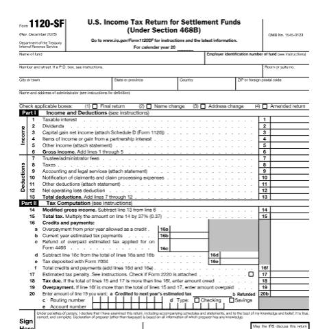 Document preview: IRS Form f1120sf — IRS, United States (CERFA n°1120SF)