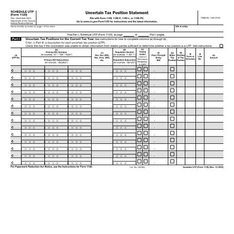 Document preview: IRS Form f1120utp — IRS, United States (CERFA n°1120UTP)