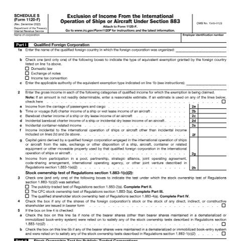 Document preview: IRS Form f1120fs — IRS, United States (CERFA n°1120FS)