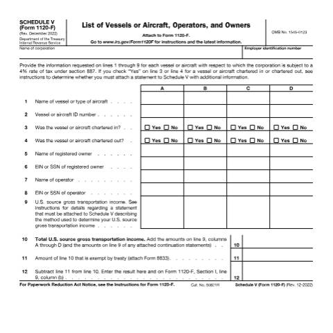 Document preview: IRS Form f1120fv — IRS, United States (CERFA n°1120FV)