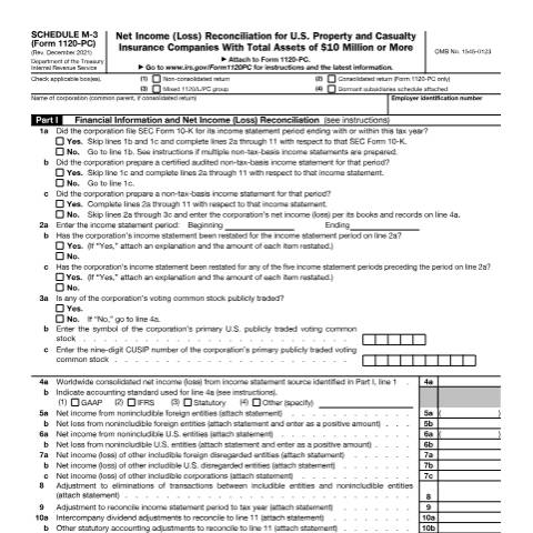 Document preview: IRS Form f1120pm3 — IRS, United States (CERFA n°1120PM3)