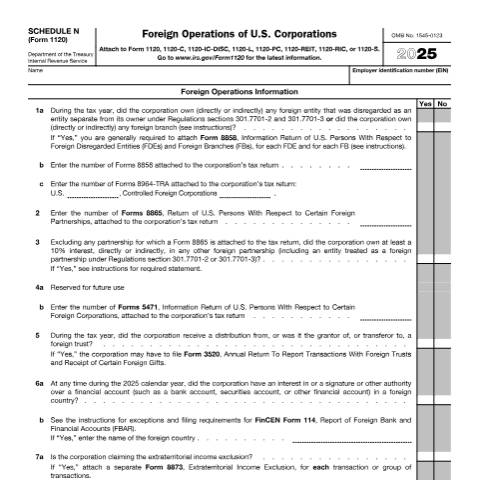 Document preview: IRS Form f1120sn — IRS, United States (CERFA n°1120SN)
