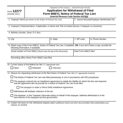 Document preview: IRS Form f12277 — IRS, United States (CERFA n°12277)