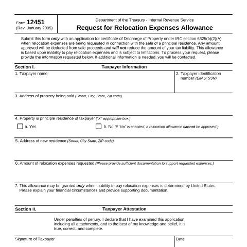 Document preview: IRS Form f12451 — IRS, United States (CERFA n°12451)