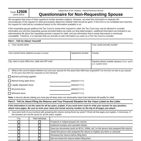 Document preview: IRS Form f12508 — IRS, United States (CERFA n°12508)