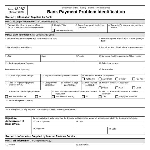 Document preview: IRS Form f13287 — IRS, United States (CERFA n°13287)