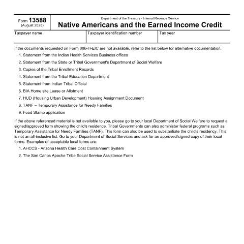 Document preview: IRS Form f13588 — IRS, United States (CERFA n°13588)