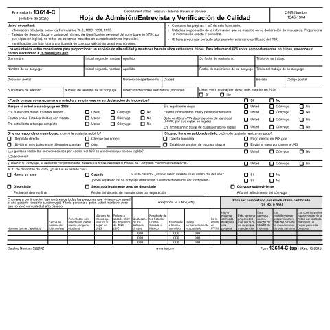 Document preview: IRS Form f13614cs — IRS, United States (CERFA n°13614CS)
