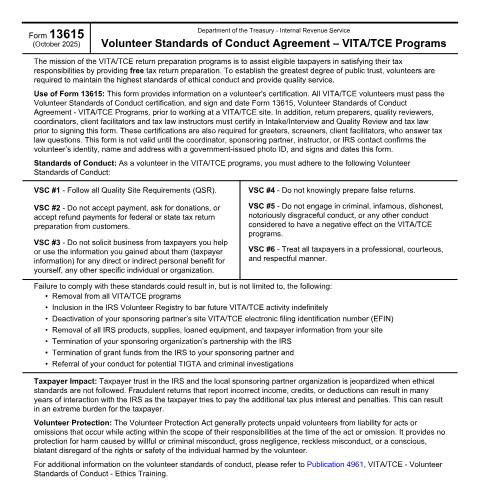 Document preview: IRS Form f13615 — IRS, United States (CERFA n°13615)