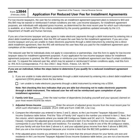 Document preview: IRS Form f13844 — IRS, United States (CERFA n°13844)