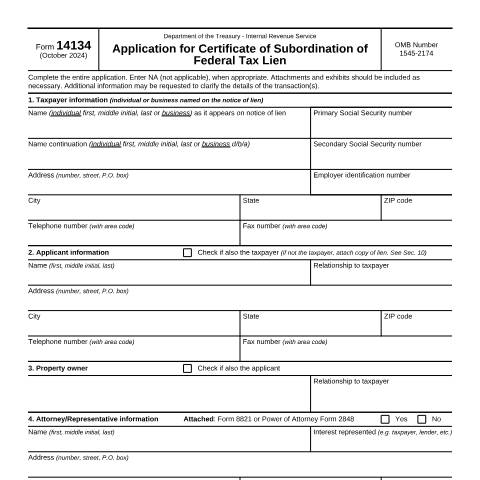 Document preview: IRS Form f14134 — IRS, United States (CERFA n°14134)