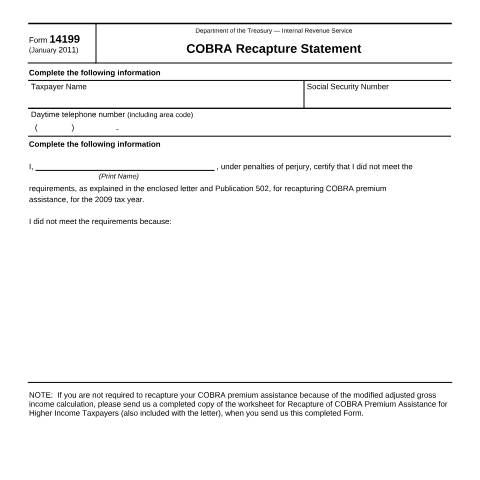 Document preview: IRS Form f14199 — IRS, United States (CERFA n°14199)