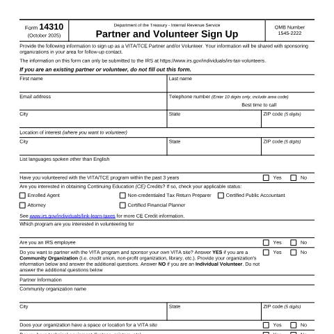Document preview: IRS Form f14310 — IRS, United States (CERFA n°14310)