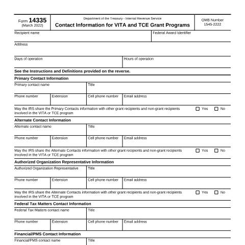 Document preview: IRS Form f14335 — IRS, United States (CERFA n°14335)