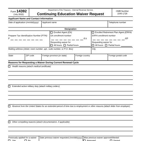 Document preview: IRS Form f14392 — IRS, United States (CERFA n°14392)