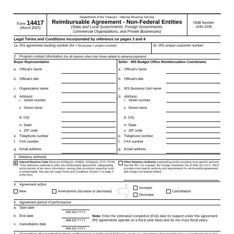 Document preview: IRS Form f14417 — IRS, United States (CERFA n°14417)