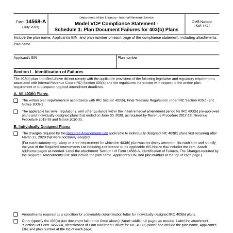 Document preview: IRS Form f14568a — IRS, United States (CERFA n°14568A)
