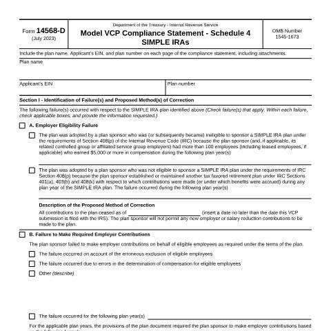 Document preview: IRS Form f14568d — IRS, United States (CERFA n°14568D)