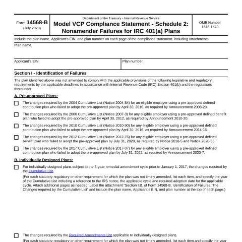 Document preview: IRS Form f14568b — IRS, United States (CERFA n°14568B)