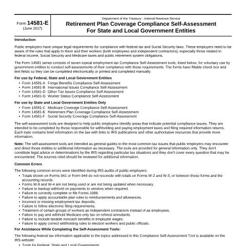 Document preview: IRS Form f14581e — IRS, United States (CERFA n°14581E)